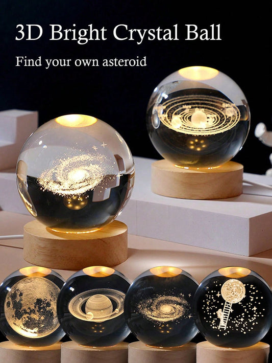 3D Crystal Ball Night Lamp (solar system)