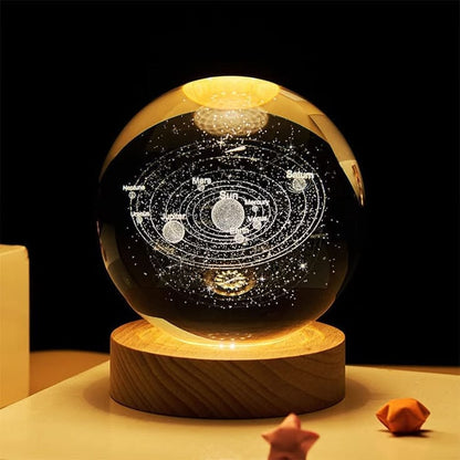 3D Crystal Ball Night Lamp (solar system)